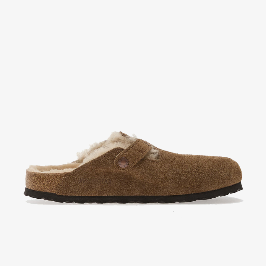 Birkenstock Papuče BOSTON SHEAR LEVE DARK TEA LAF 