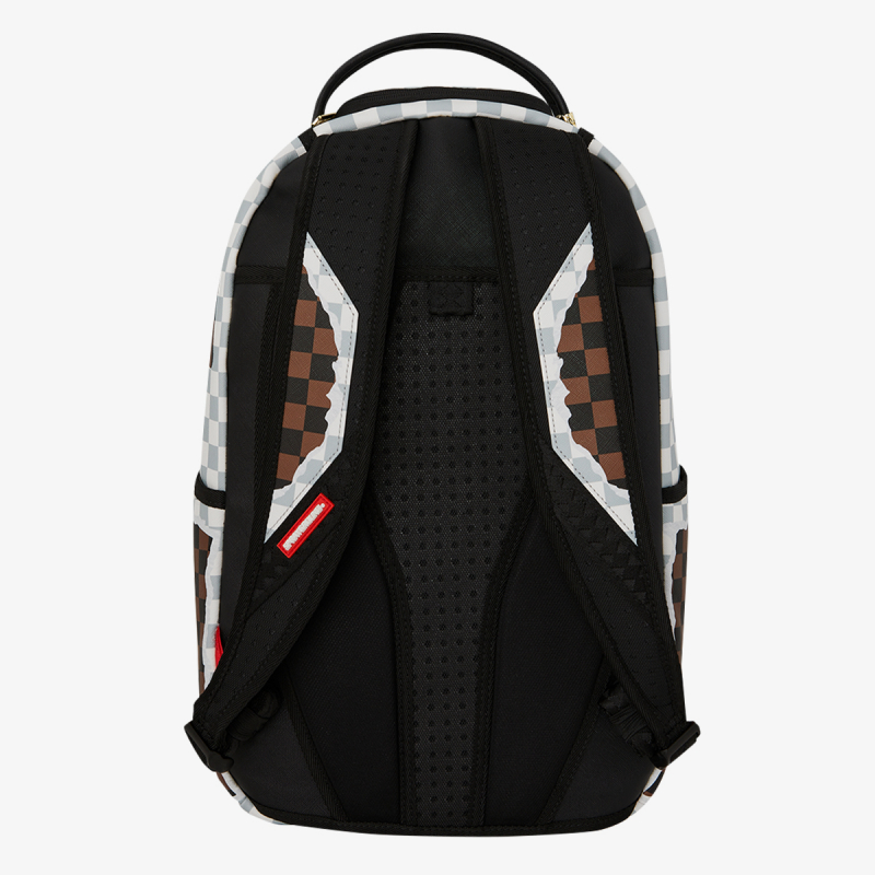 Sprayground Ranac CREAM AND BROWN TEAR CHECK BACKPACK 