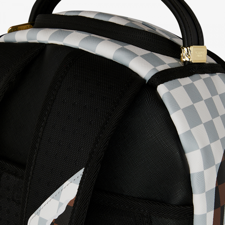 Sprayground Ranac CREAM AND BROWN TEAR CHECK BACKPACK 