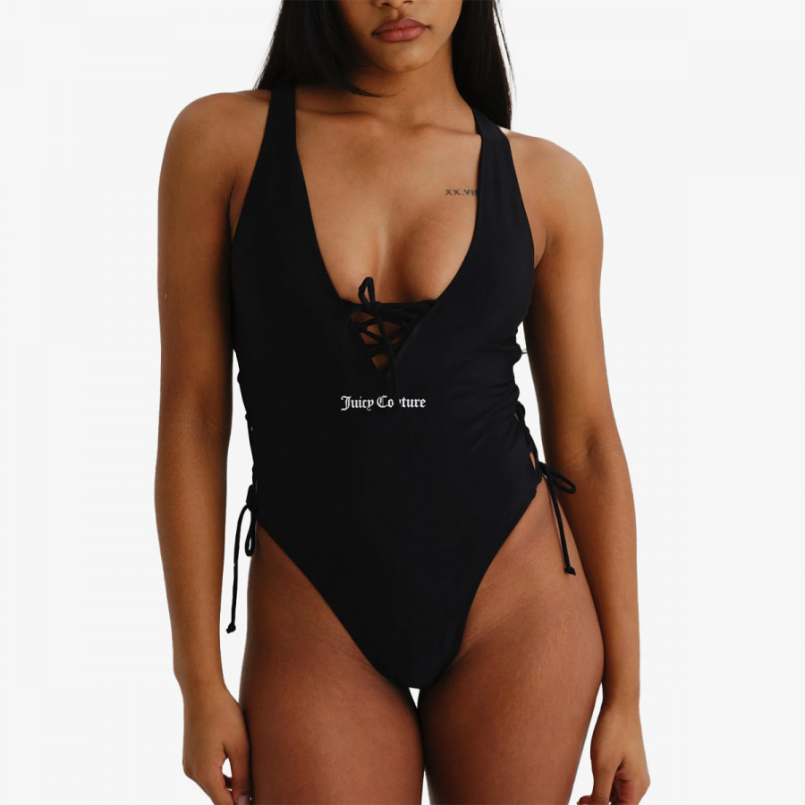 Juicy Couture Jednodijelni kupaći kostim Black Lattice One Piece 